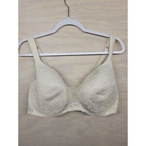 CACIQUE Women's SZ42 DDD Lightly Lined Full Coverage Bra Lace Detail Off White